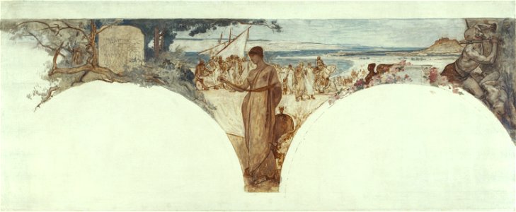 Fernand Cormon - Esquisse pour le salon des Lettres de l'Hôtel de Ville de Paris , Histoire de l'écriture, les temps anciens - PDUT1418 - Musée des Beaux-Arts de la ville de Paris