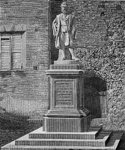Fermo – Monumento ad Annibal Caro (xilografia)
