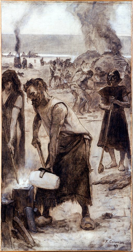 Fernand Cormon - Le bronze et le fer, esquisse pour l'amphithéâtre de paléontologie du Museum d'histoire naturelle de Paris - PDUT1392 - Musée des Beaux-Arts de la ville de Paris