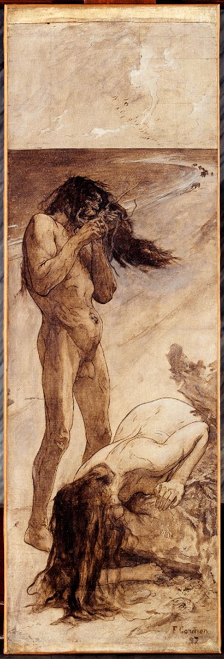 Fernand Cormon - Les mangeurs de crabe, esquisse pour l'amphithéâtre de paléontologie du Museum d'histoire naturelle de Paris - PDUT1390 - Musée des Beaux-Arts de la ville de Paris