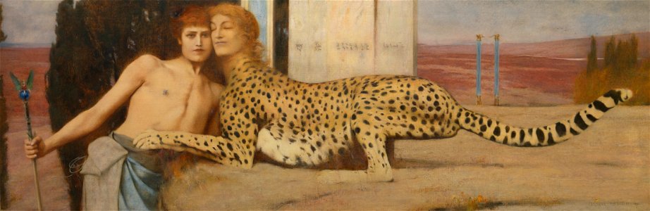 Fernand Khnopff - Caresses - Google Art Project. Free illustration for personal and commercial use.