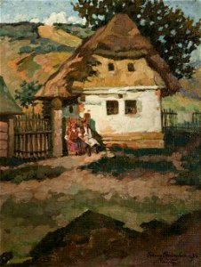 Ferenc Pogány Vor der Hütte 1916