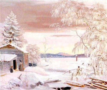 Ferdinand von Wright, Talvimaisema Savosta auringonlaskun aikaan