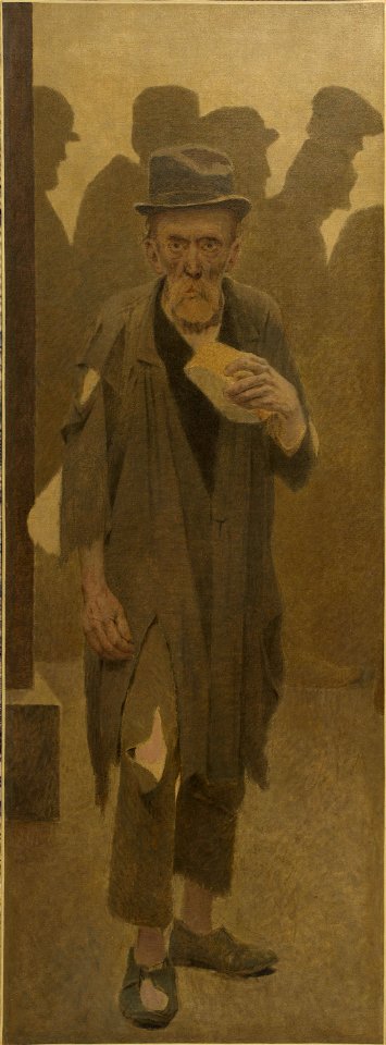 Fernand Pelez - La Bouchée de pain , vieil homme en haillons, de face, tenant un morceau de pain - PPP3692(9) - Musée des Beaux-Arts de la ville de Paris