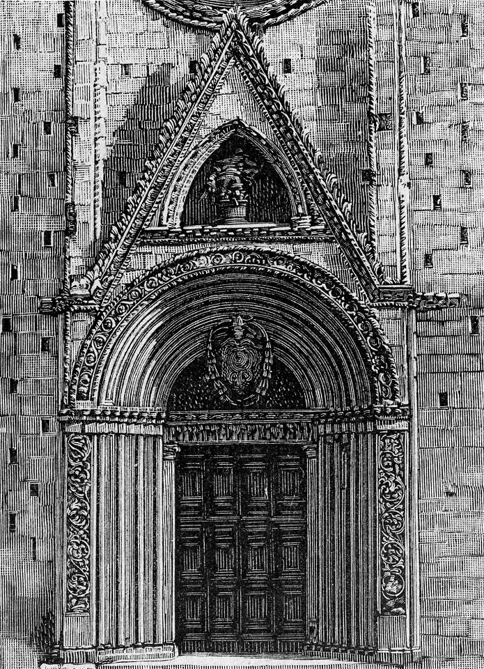 Fermo – Porta centrale del Duomo (xilografia)