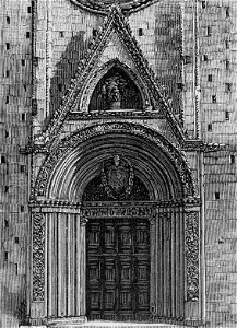 Fermo – Porta centrale del Duomo (xilografia)