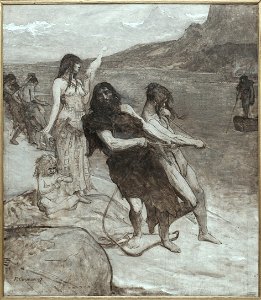 Fernand Cormon - La pêche, esquisse pour l'amphithéâtre de paléontologie du Museum d'histoire naturelle de Paris - PDUT1394 - Musée des Beaux-Arts de la ville de Paris