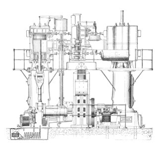 Ferranti engine, half section (Rankin Kennedy, Electrical Installations, Vol III, 1903)