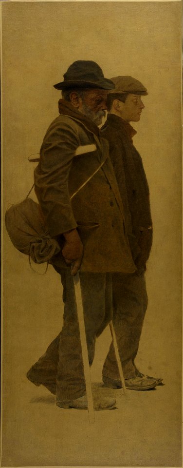 Fernand Pelez - La Bouchée de pain , un vieil homme à béquilles et un jeune homme côte à côte - PPP3692(4) - Musée des Beaux-Arts de la ville de Paris