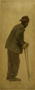 Fernand Pelez - La Bouchée de pain , vieil homme s'appuyant sur des cannes - PPP3692(7) - Musée des Beaux-Arts de la ville de Paris. Free illustration for personal and commercial use.