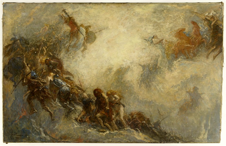 Fernand Cormon - Esquisse pour l'amphithéâtre de paléontologie du Museum d'histoire naturelle de Paris , les Races humaines (Plafond) - PDUT1805 - Musée des Beaux-Arts de la ville de Paris