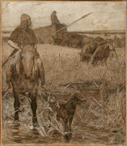 Fernand Cormon - Gaulois à cheval, esquisse pour l'amphithéâtre de paléontologie du Museum d'histoire naturelle de Paris - PDUT1395 - Musée des Beaux-Arts de la ville de Paris