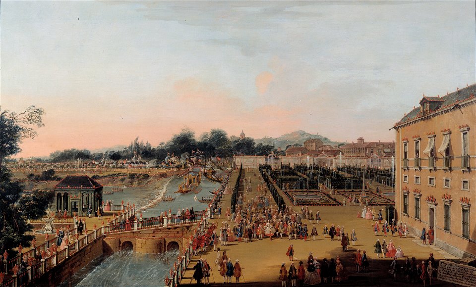 Fernando VI y Bárbara de Braganza en los jardines de Aranjuez (Battaglioli)