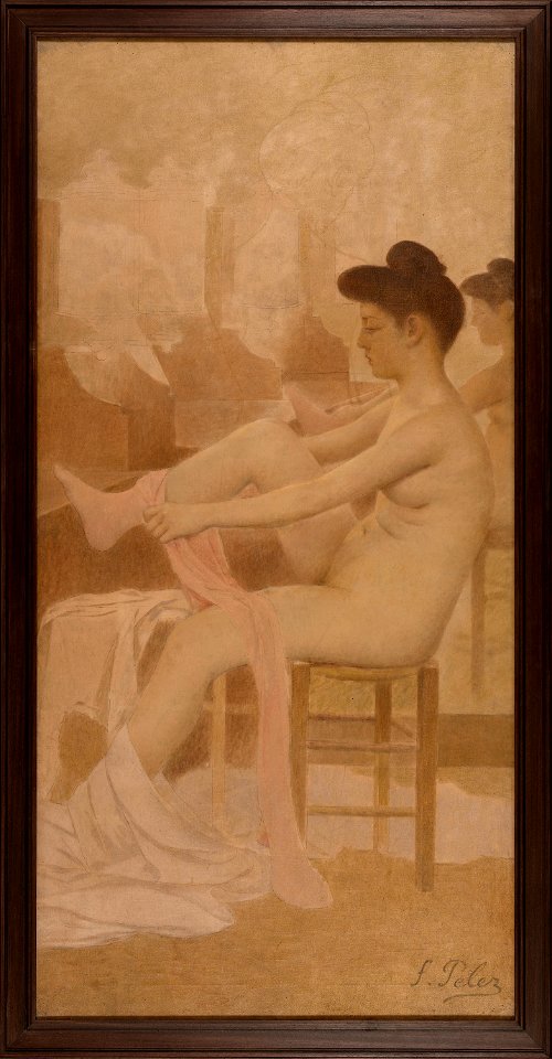 Fernand Pelez - Danseuse dans sa loge enfilant un collant - PPP4959 - Musée des Beaux-Arts de la ville de Paris