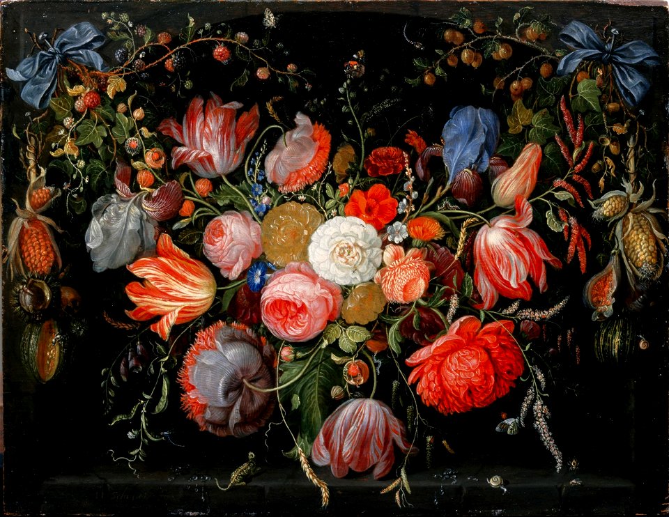 Festoon of Flowers by Hendrick Schoock Centraal Museum 7673 - Free ...