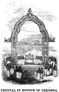 Festival in honour of Chrishna (October 1853, X, p.114). Free illustration for personal and commercial use.