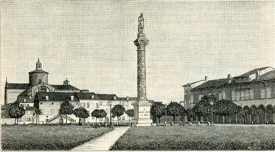 Ferrara Piazza e colonna Ariostea