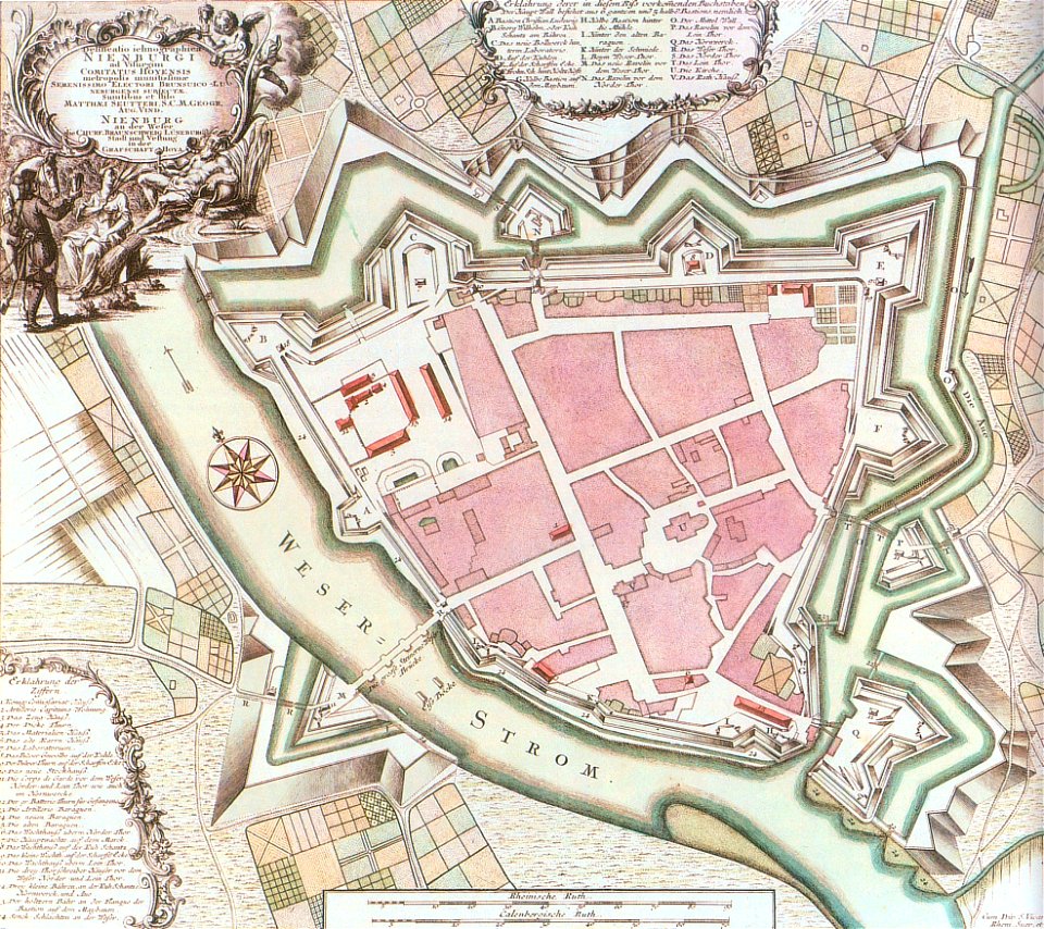 Festung Nienburg Karte 1736 Matthäus Seutter