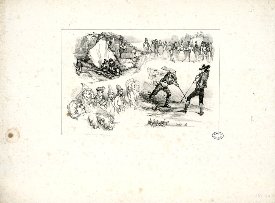 Feuille d'album - croquis divers - Fonds Ancely - B315556101 A GAVARNI 1 017
