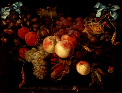 Festoon of Fruit by Abraham Mignon Centraal Museum 6464. Free illustration for personal and commercial use.