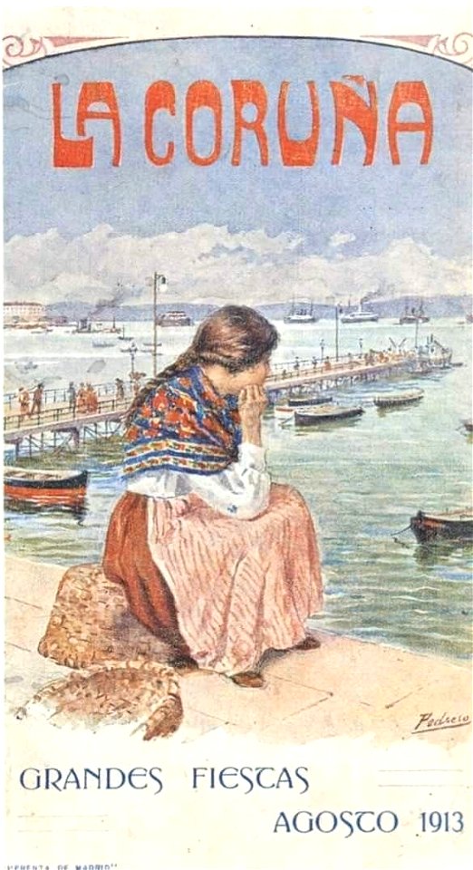 Fiestas La Coruña, Aug. 1913, brochure cover by Mariano Pedrero
