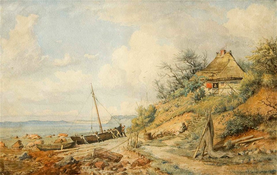 Fiebiger Julius - Fischerdorf Saßnitz auf der Insel Rügen