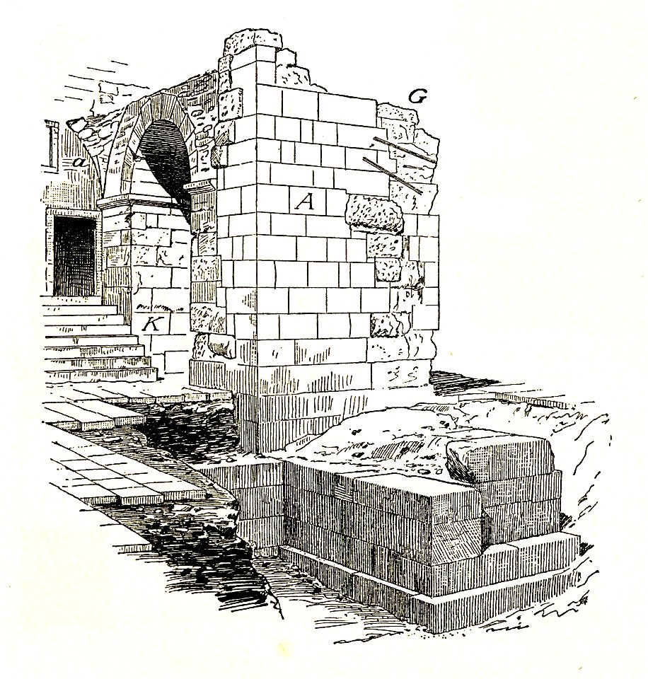 Fig 047 Pfeilergruppe und ausgegrabenes Mauerwerk des Osttores