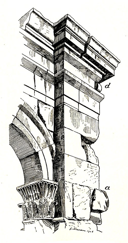 Fig 063 Nordöstlicher Eckpfeiler des Peristyls, von hinten gesehen