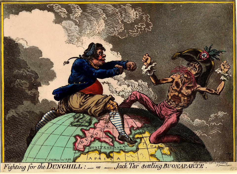 Fighting for the dunghill- -or- Jack Tar settling Buonaparte (BM 1851,0901.945)