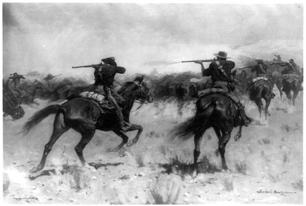 Fighting over a stolen herd. Protecting the herd) - Frederic Remington LCCN90707586