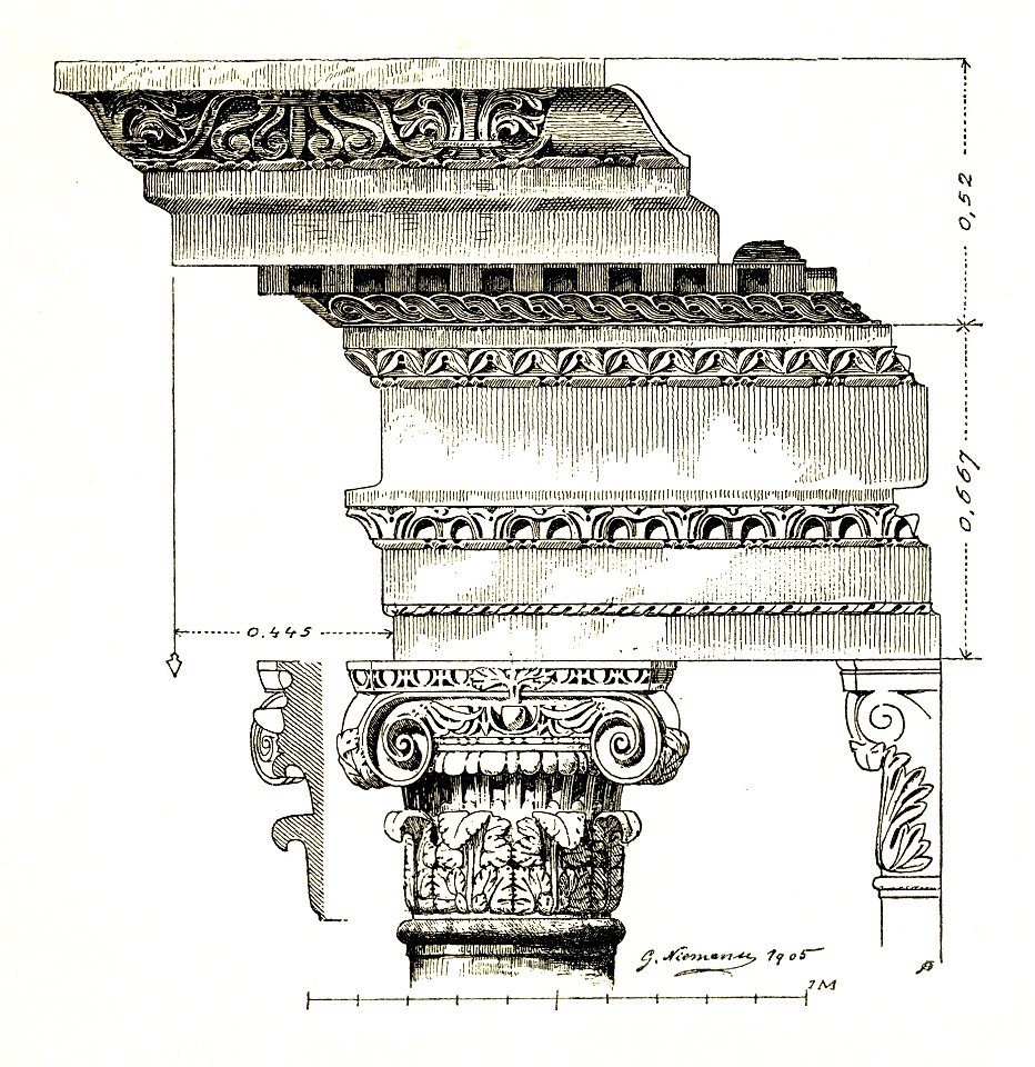 Fig 094 Obere Säulenordnung im Mausoleum - gez. nach Werkstücken im Museum
