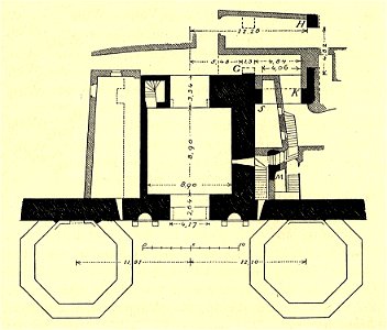 Fig 025 Grundriss der Porta Aurea in Höhe Torbogen, Zustand 1906. Free illustration for personal and commercial use.