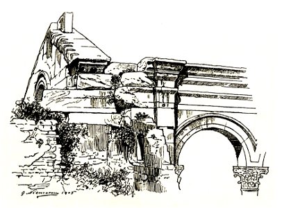 Fig 057 Östliche Giebelecke der Vorhalle und Anschluss des seitlichen Gebälkes
