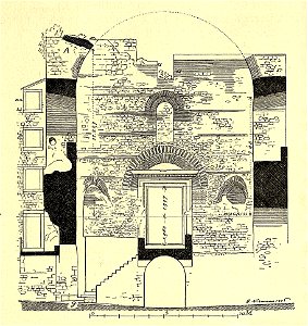 Fig 069 Westöstlicher Schnitt durch das Vestibül, Zustand 1904. Free illustration for personal and commercial use.