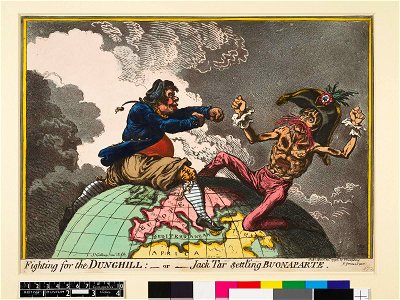 Fighting for the dunghill- -or- Jack Tar settling Buonaparte (BM 1851,0901.945 1)