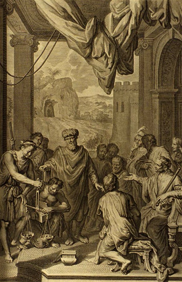 Figures Abraham Weighs Silver (crop)
