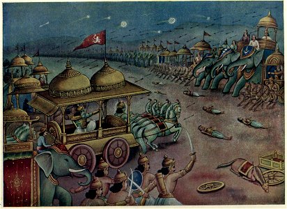 Fight between Karna and Arjuna