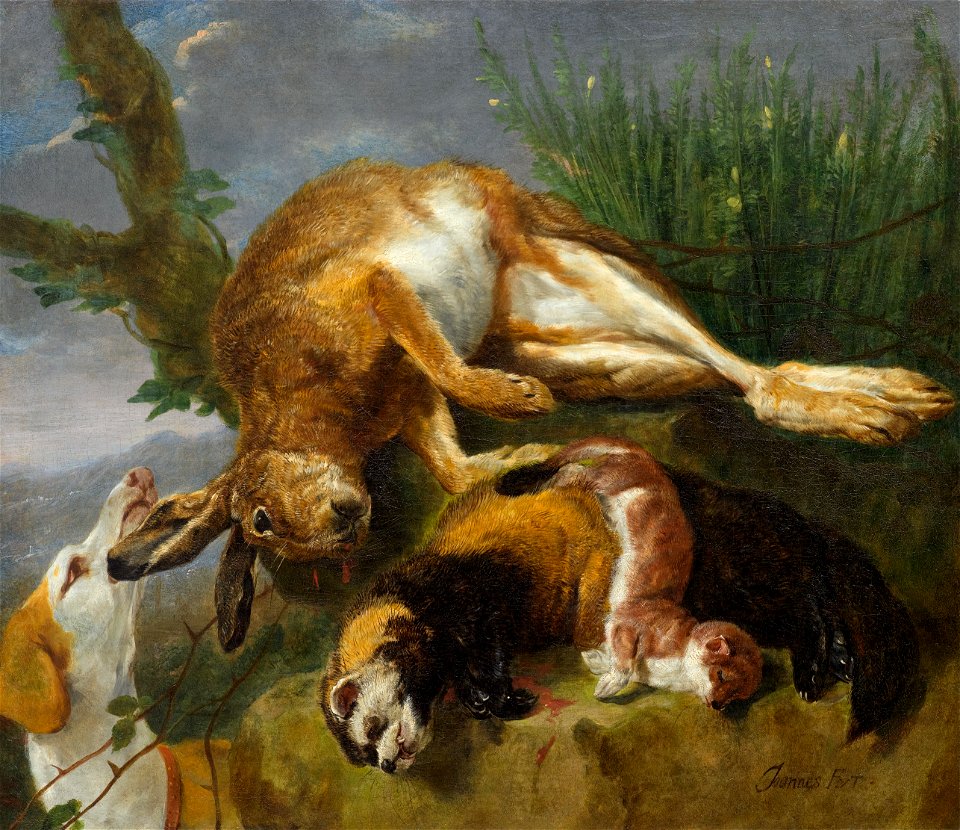 Jan Fyt Jagdstillleben mit Hund Hase und Marder