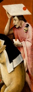 File-Bosch, Hieronymus - The Garden of Earthly Delights, right panel - Detail Man with pink clothes (lower right). Free illustration for personal and commercial use.