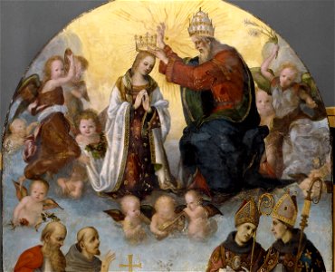 Filippino Lippi - Berruguete - Le Couronnement de la Vierge avec saint Jérôme, saint François, saint Bonaventure et saint Louis de Toulouse, vers INV 419