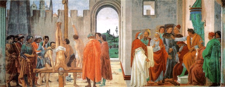 Filippino lippi, crocifissione di san pietro, cappella brancacci, 1482-85