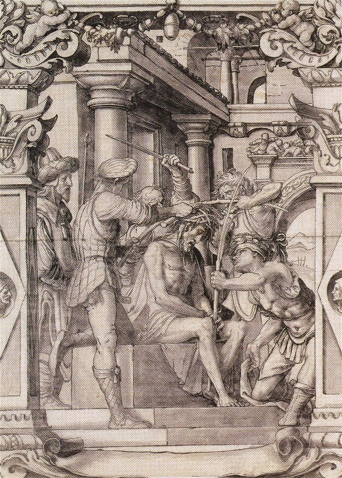 File-Christ's Crowning with Thorns, design for stained glass window by Hans Holbein the Younger
