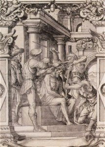 File-Christ's Crowning with Thorns, design for stained glass window by Hans Holbein the Younger