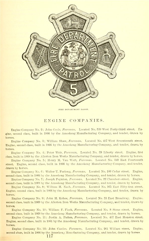 Fire Department badge, New York City, Valentine's Manual