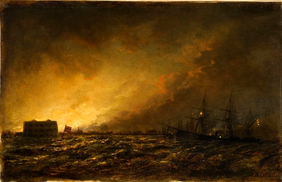 Fire in Kronstadt at Night (Bogolyubov)