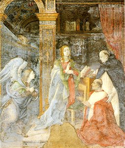 Filippino lippi, annunciazione, cappella carafa. Free illustration for personal and commercial use.