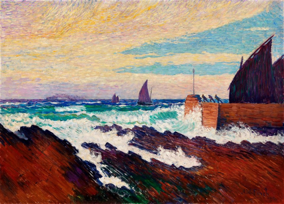 Alfred William Finch - Rosehearty pier (Roseheartyn aallonmurtaja) - A II 936 - Finnish National Gallery