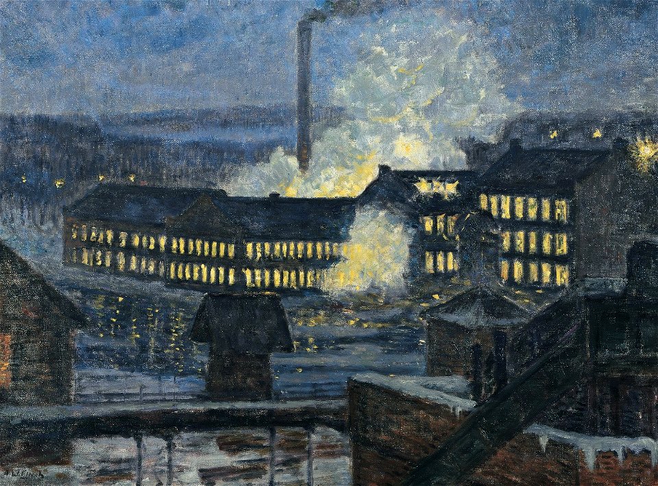 Alfred William Finch - Öinen tehdasnäkymä (1910-luku)