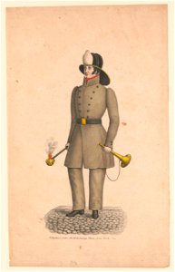 Fireman, full-length portrait, facing left, wearing uniform LCCN2012649726