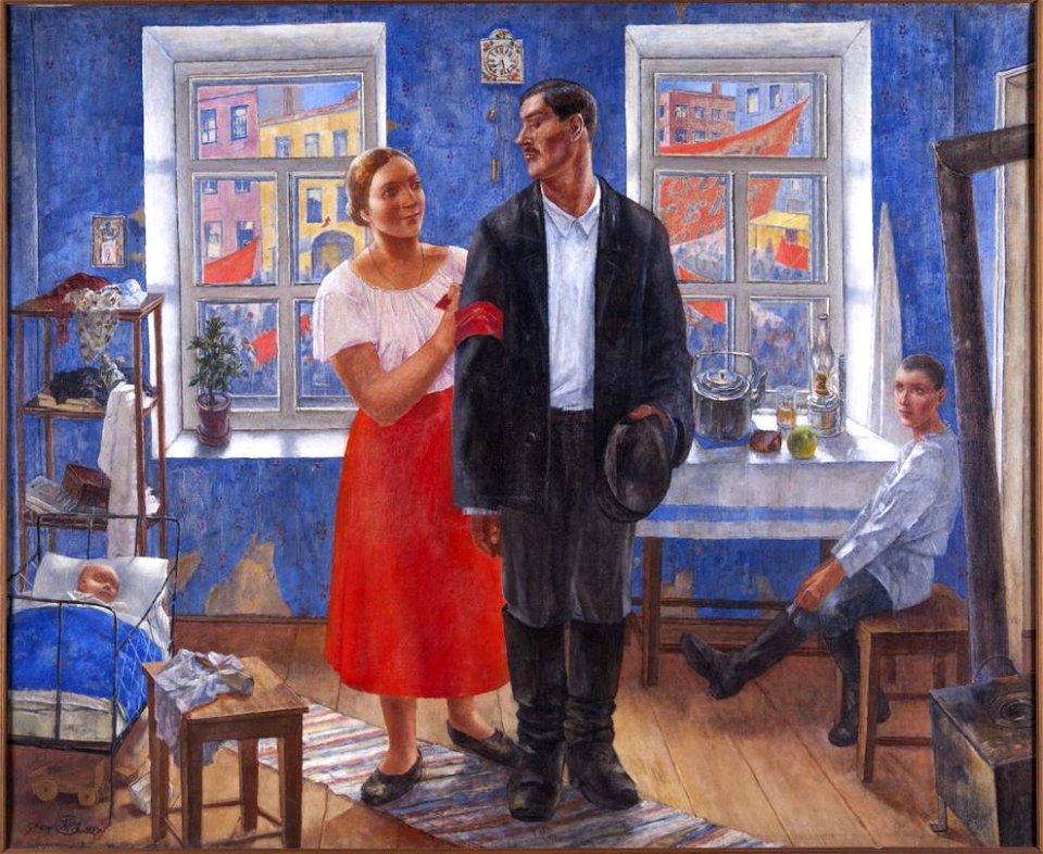 First demonstration by Petrov-Vodkin (1927, Museum of Revolution)